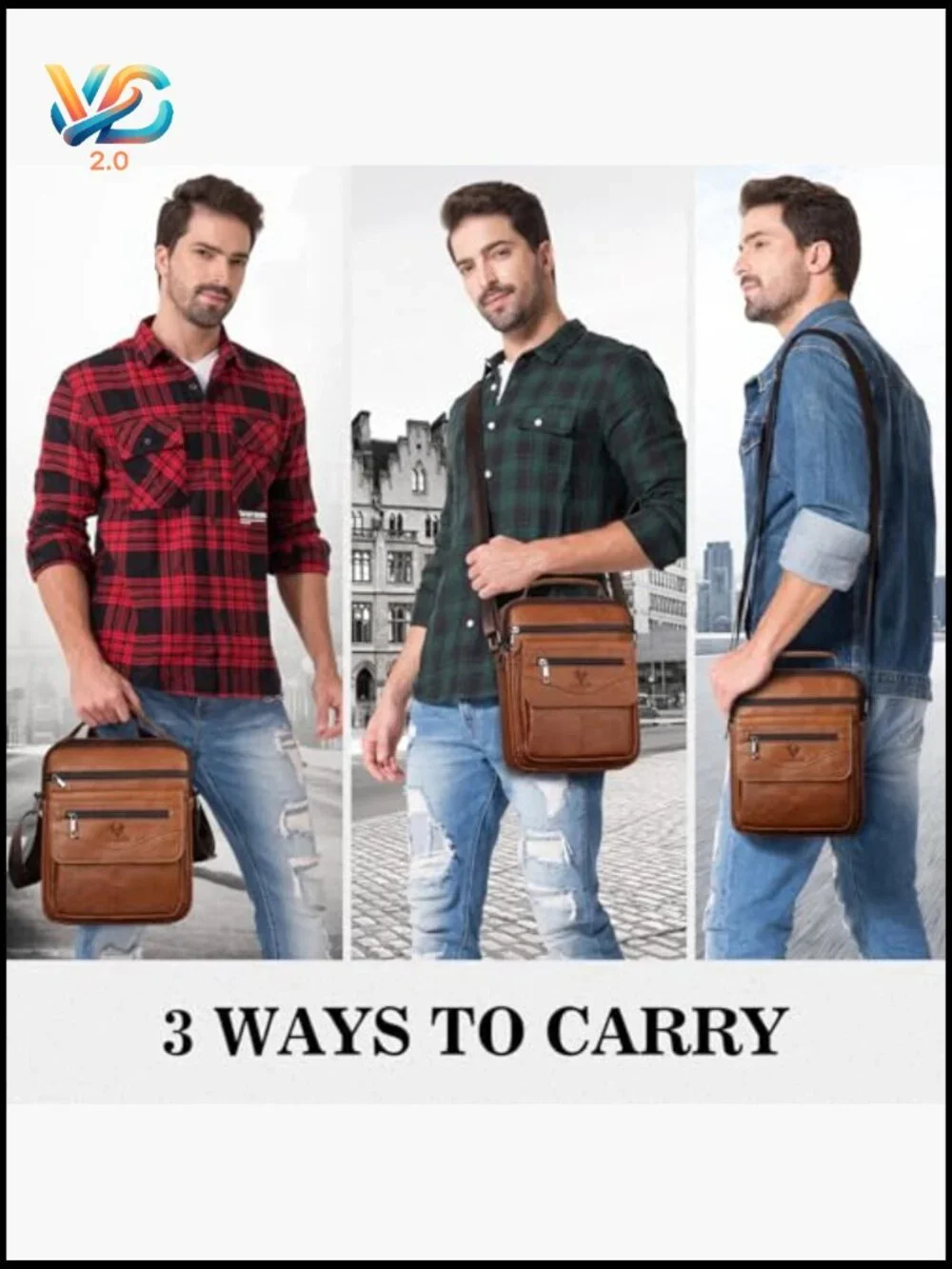Small Messenger Bag Crossbody Shoulder Bag Genuine Leather Work Business